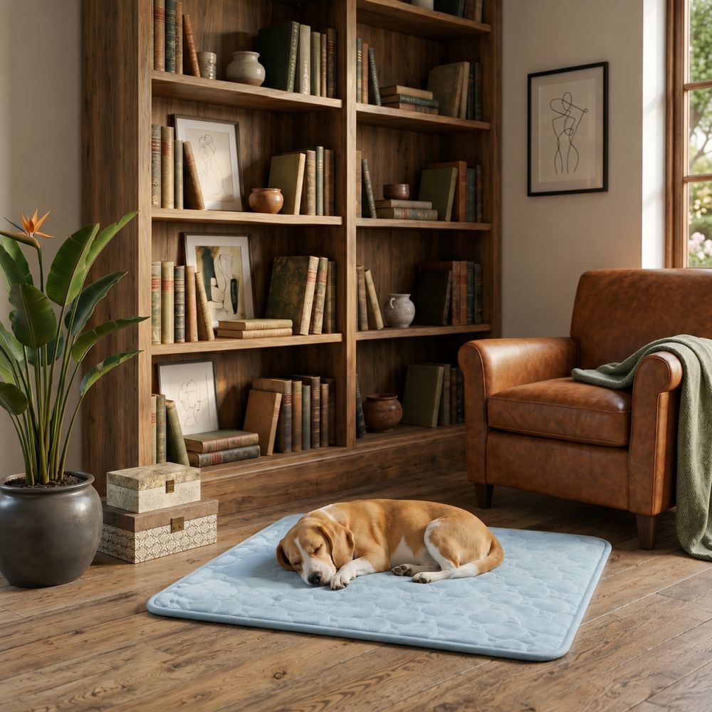 Tapis rafraîchissant pour chien bleu respirant et lavable