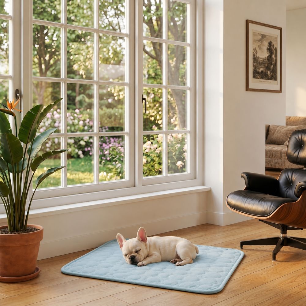 Tapis rafraîchissant pour chien bleu respirant et lavable