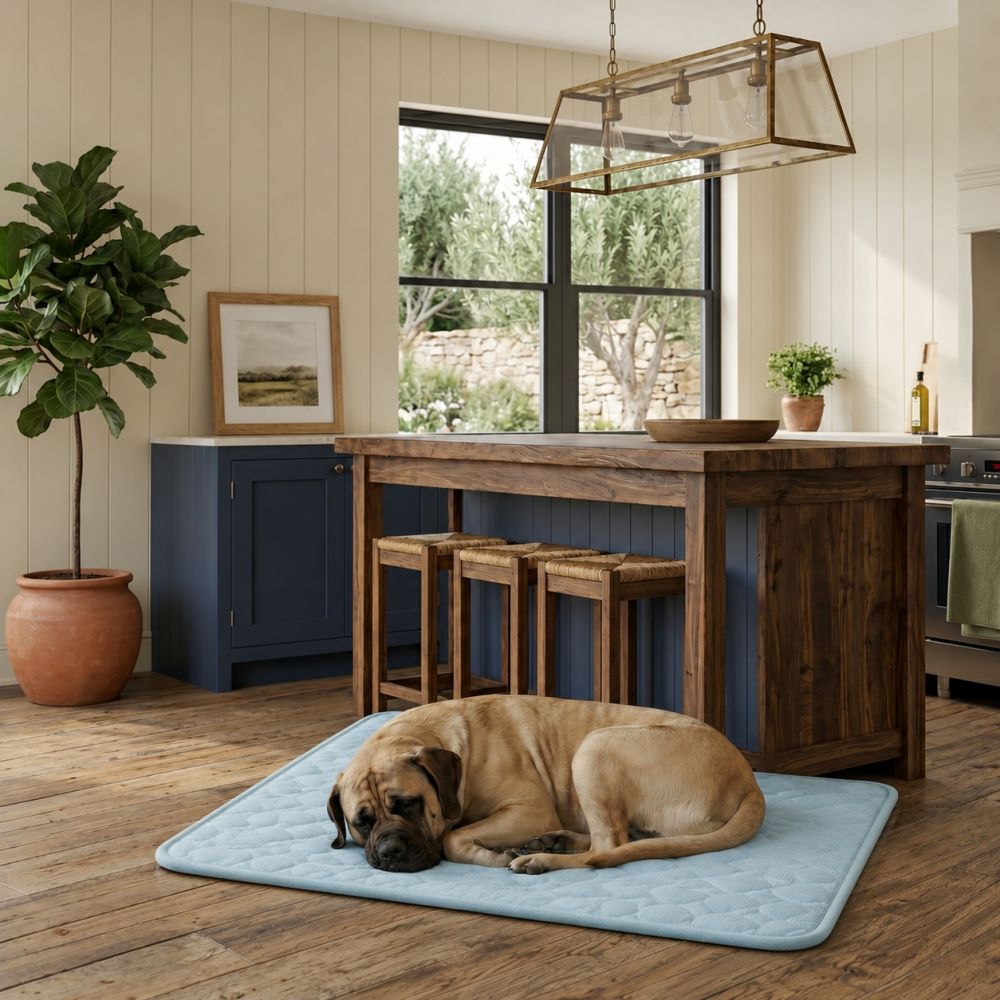 Tapis rafraîchissant pour chien bleu respirant et lavable