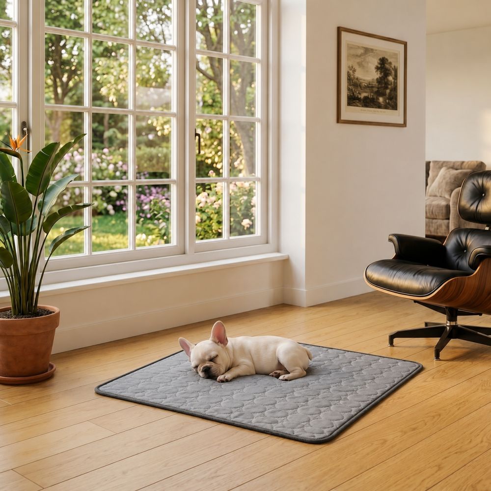 Tapis rafraîchissant pour chien gris respirant et lavable