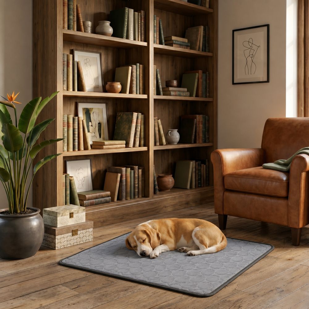 Tapis rafraîchissant pour chien gris respirant et lavable