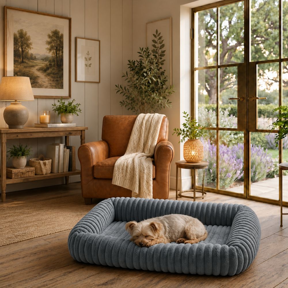 Panier orthopédique moelleux pour chien gris