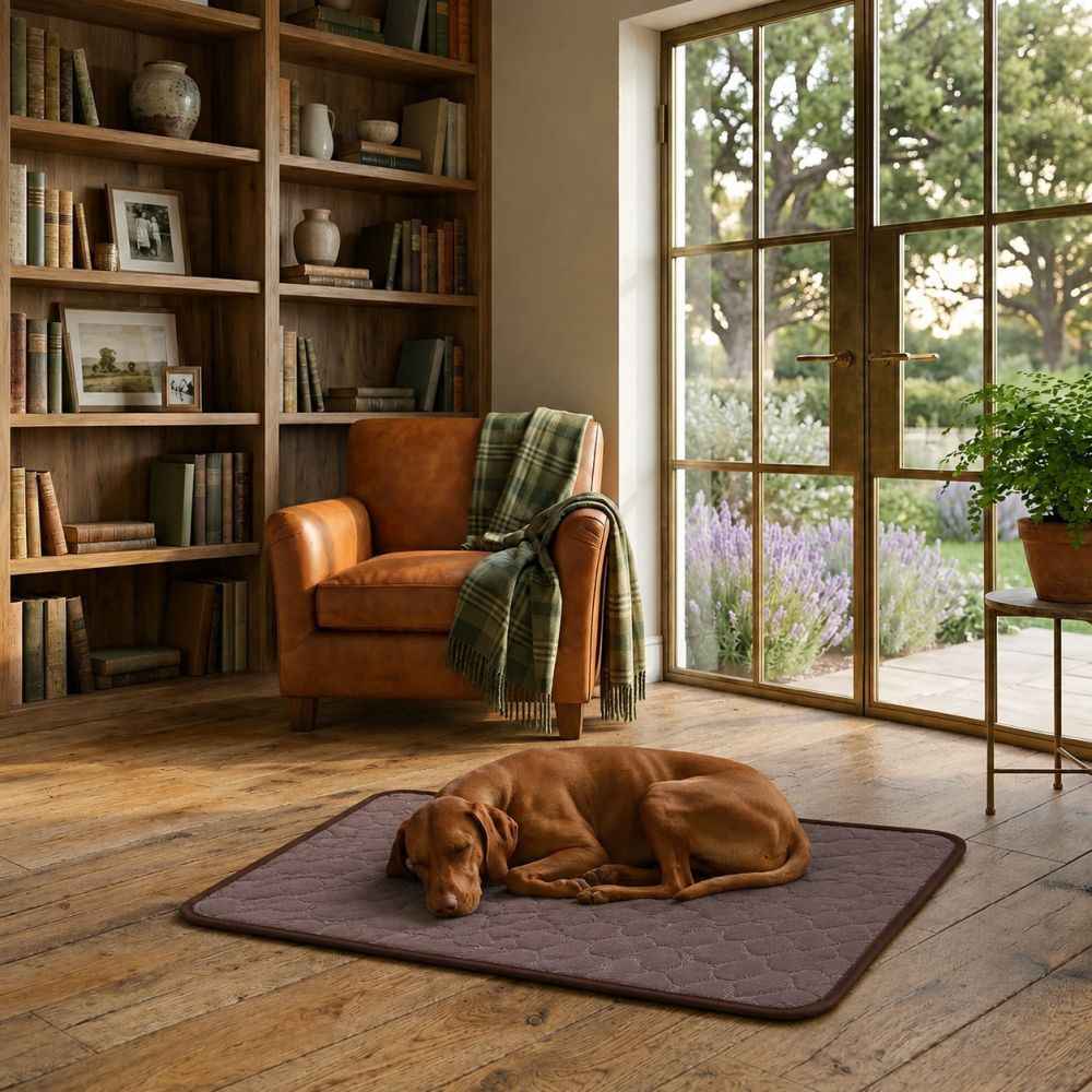 Tapis rafraîchissant pour chien marron respirant et lavable
