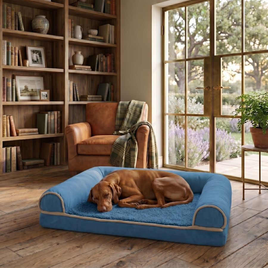 Canapé orthopédique pour chien bleu