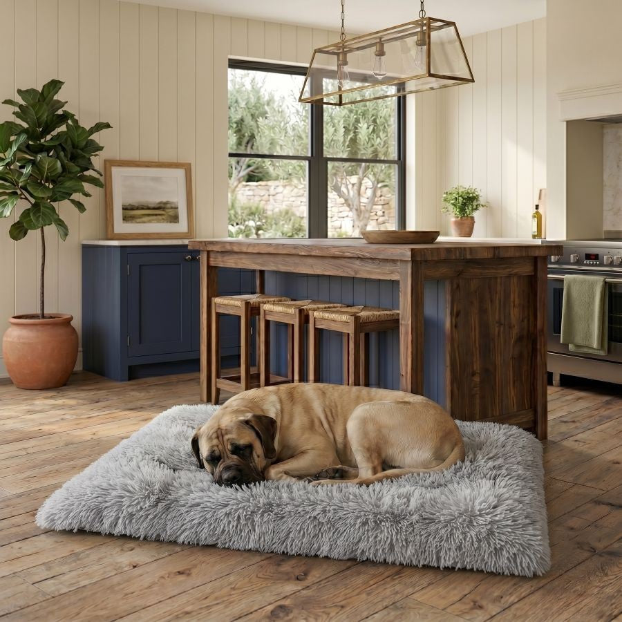 Tapis pour chien doux lavable gris