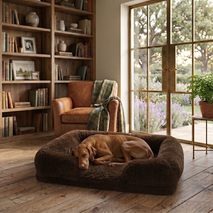 Canapé pour chien marron foncé en coton