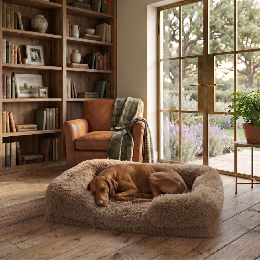 Canapé pour chien marron clair en coton