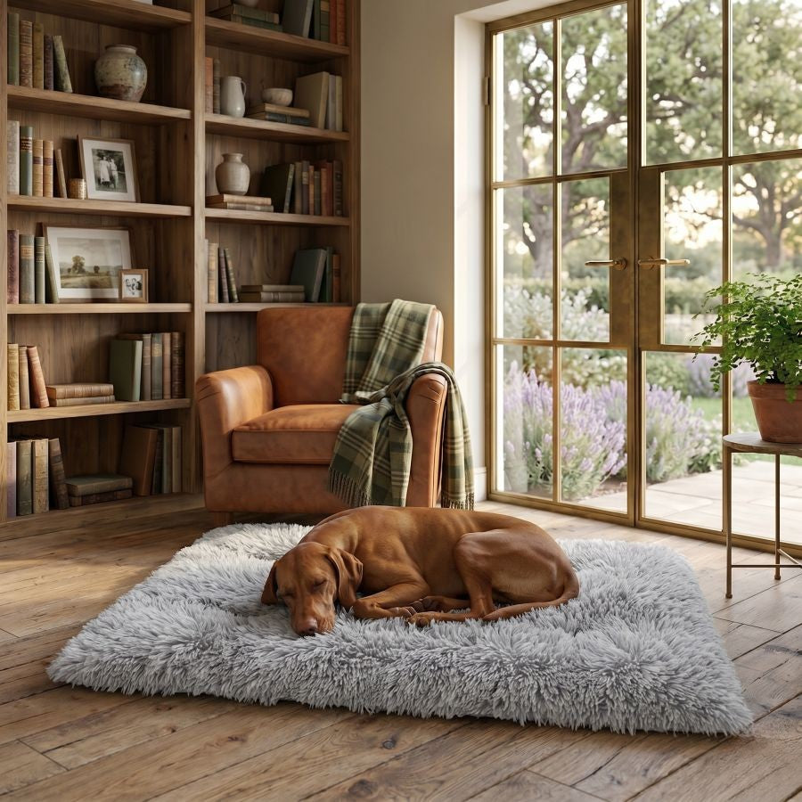 Tapis pour chien doux lavable gris