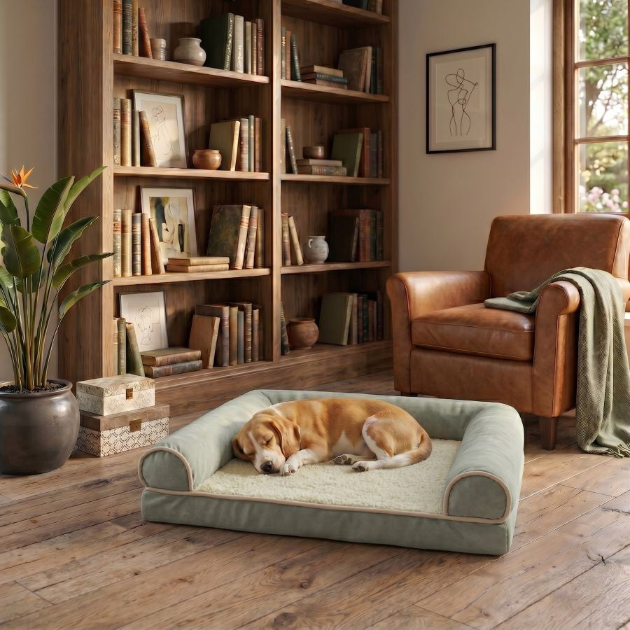 Canapé orthopédique pour chien vert