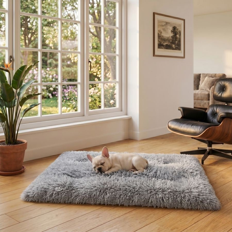 Tapis pour chien doux lavable gris