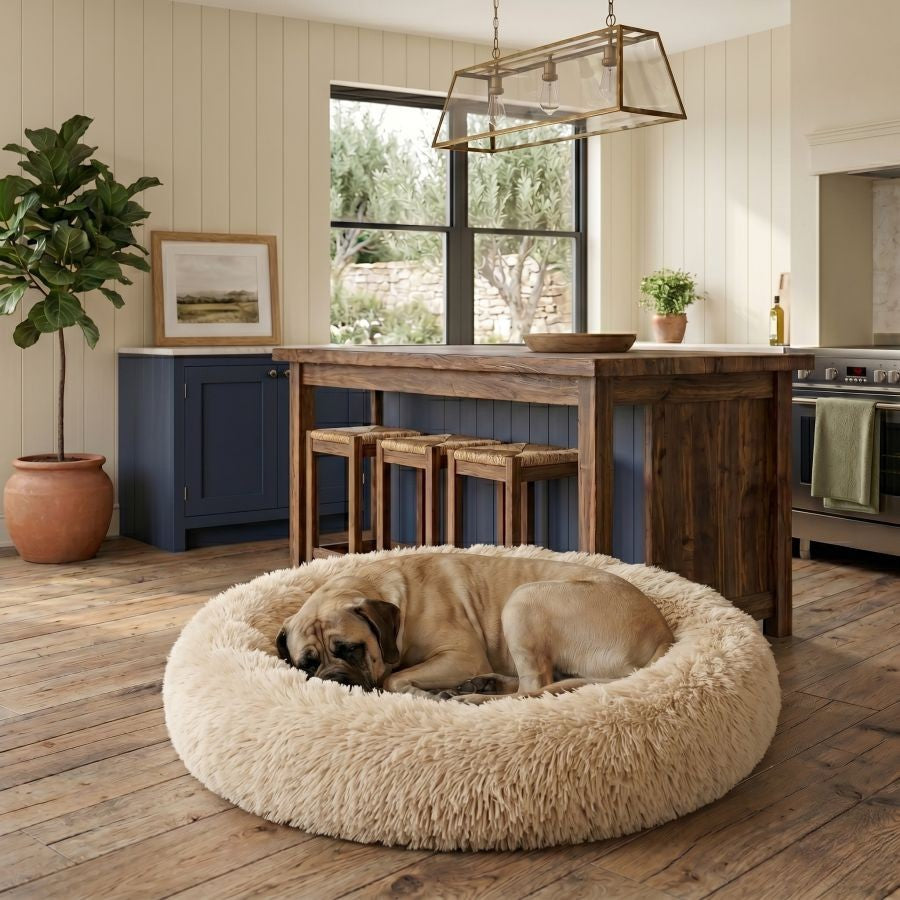 Coussin apaisant pour chien beige