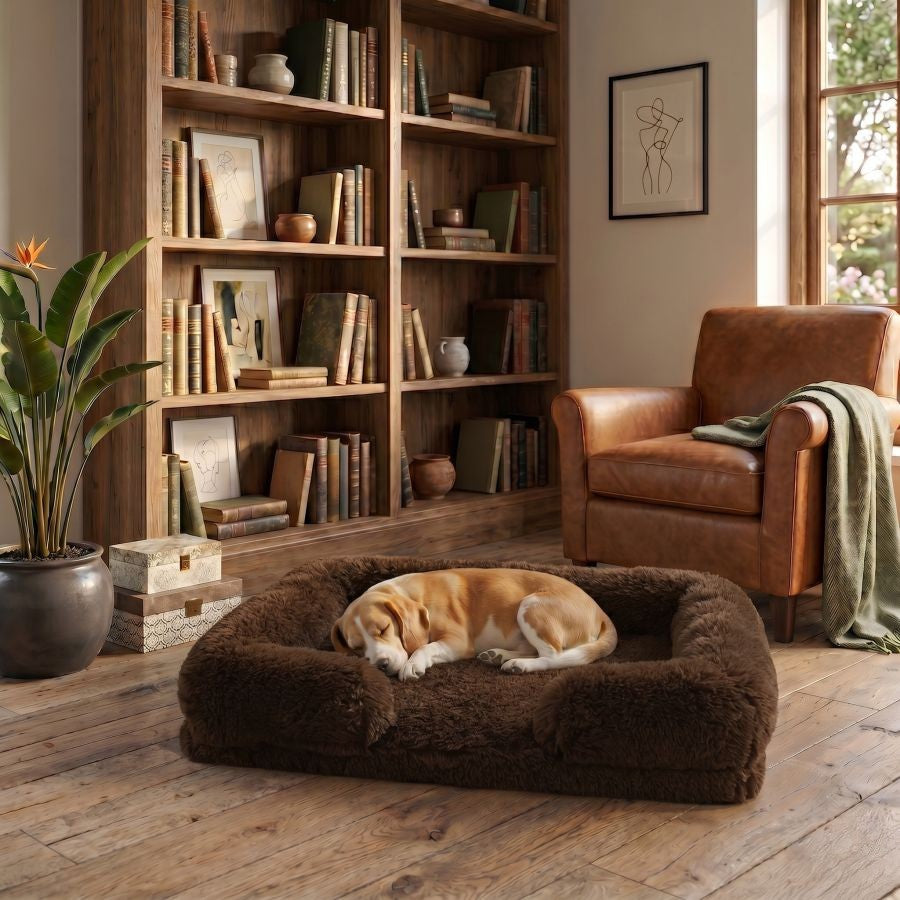 Canapé pour chien marron foncé en coton