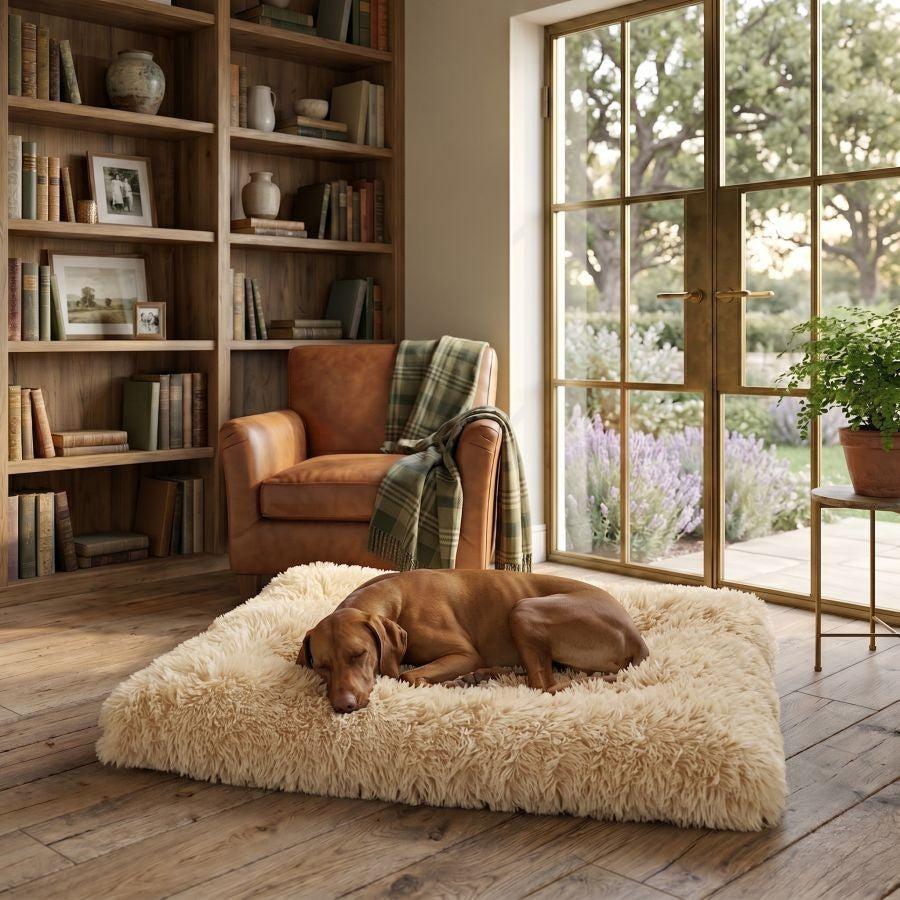 Tapis pour chien doux lavable beige