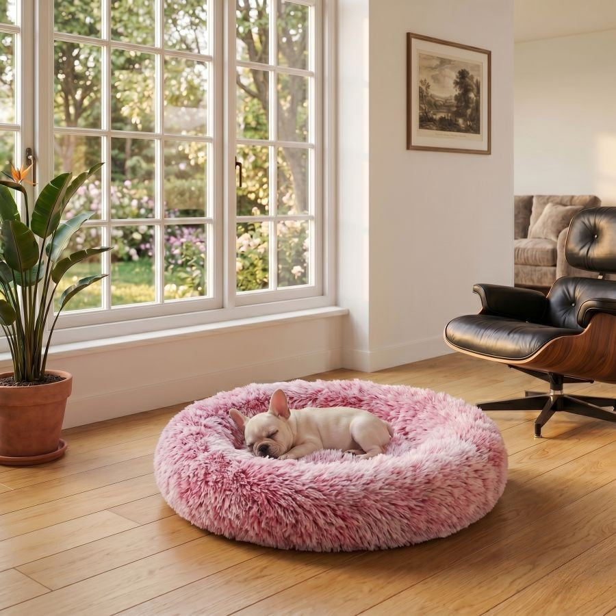 Coussin apaisant pour chien rose fuchsia