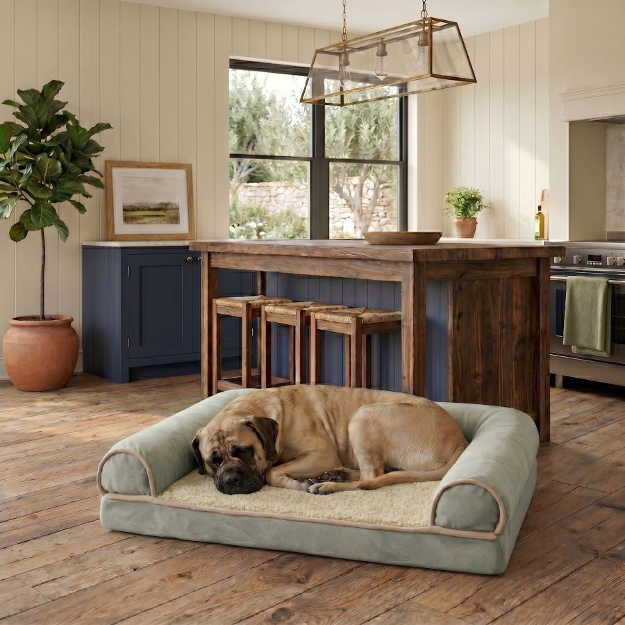 Canapé orthopédique pour chien vert