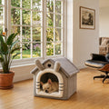 Niche d’intérieur maison pour petit chien gris