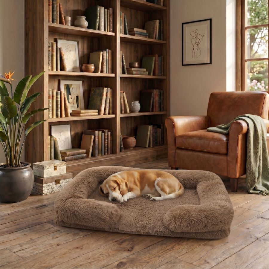 Canapé pour chien marron clair en coton