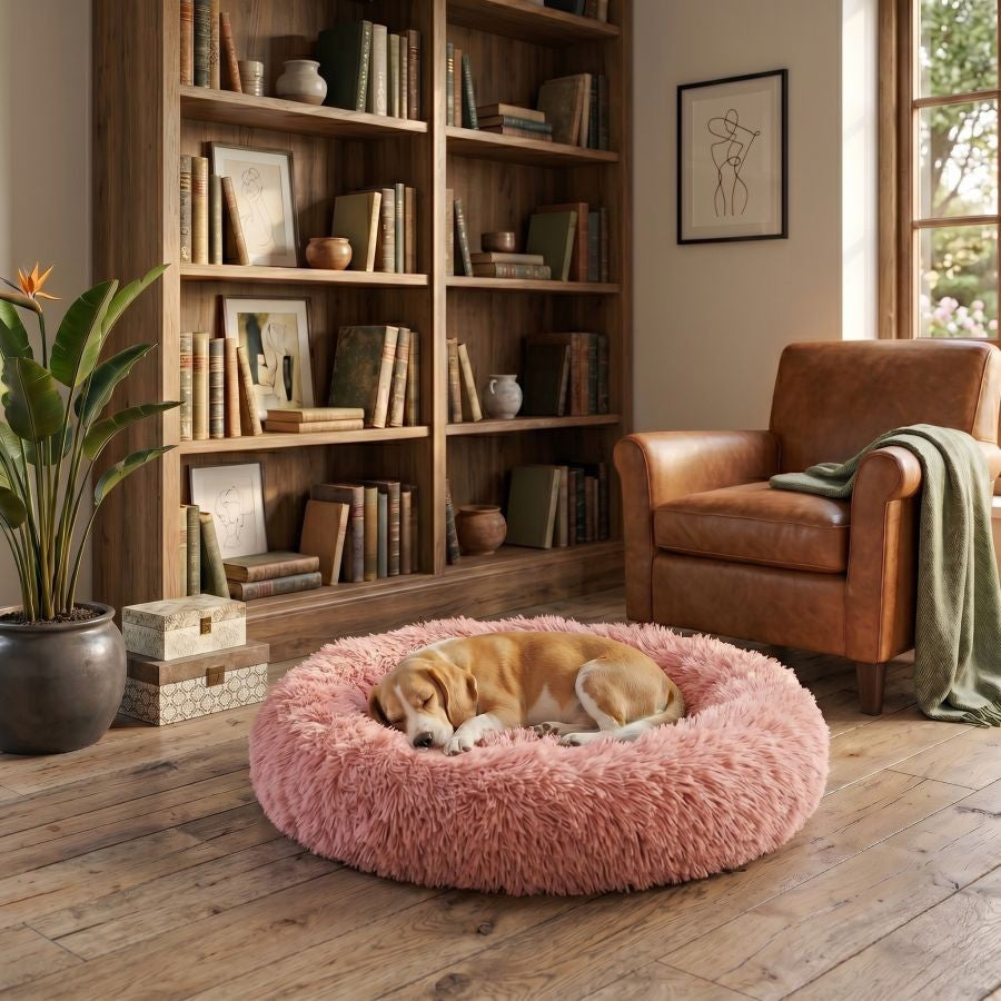 Coussin apaisant pour chien rose