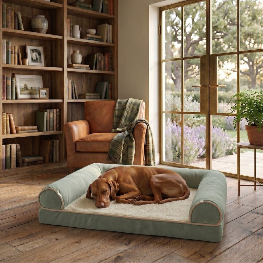Canapé orthopédique pour chien vert
