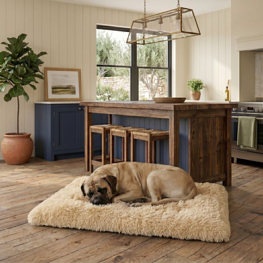 Tapis pour chien doux lavable beige