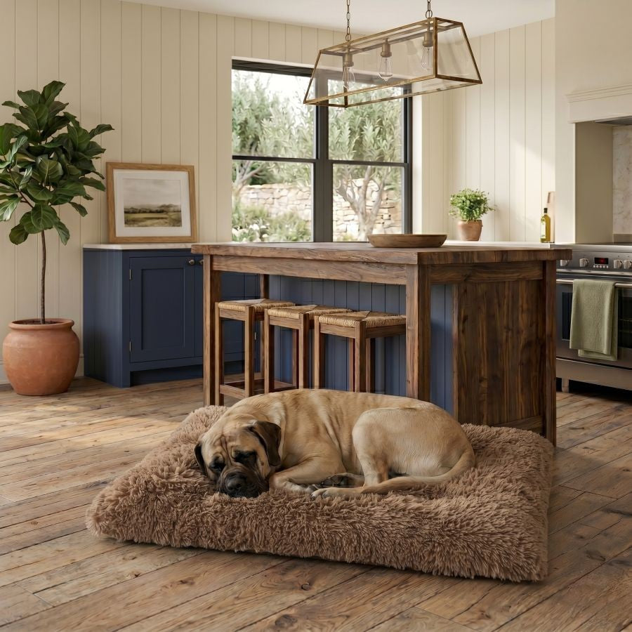 Tapis pour chien doux lavable marron