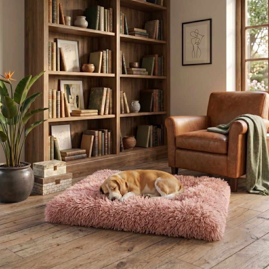 Tapis pour chien doux lavable rose