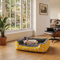 Panier pour chien déhoussable avec rebords motif jaune