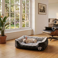 Panier pour chien doux et lavable avec rebords noir