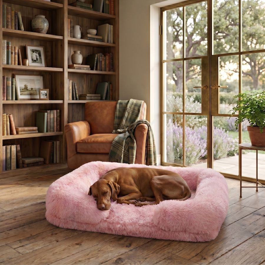Canapé pour chien rose en coton