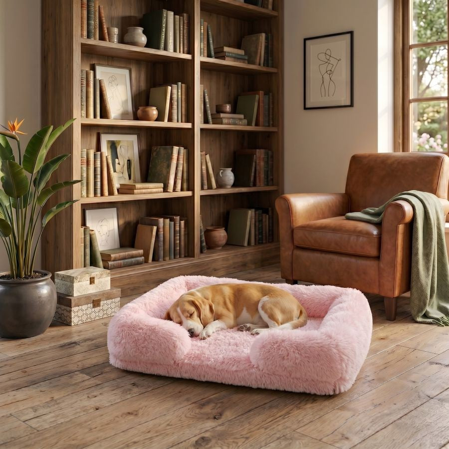 Canapé pour chien rose en coton