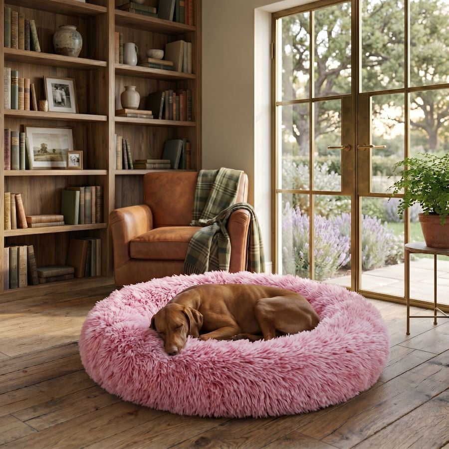 Coussin apaisant pour chien rose fuchsia