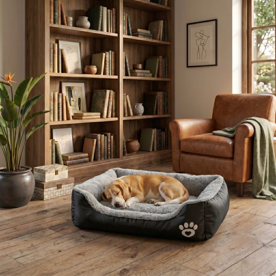 Panier pour chien doux et lavable avec rebords noir