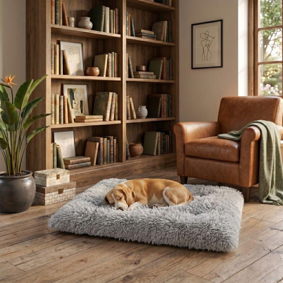 Tapis pour chien doux lavable gris