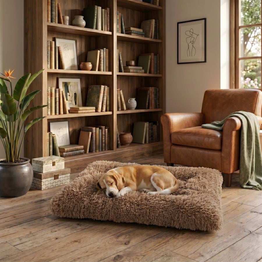 Tapis pour chien doux lavable marron