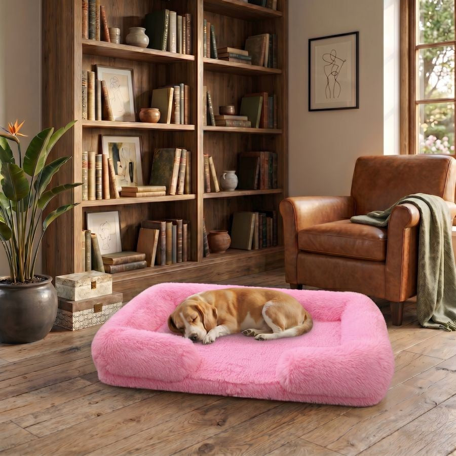 Canapé pour chien rose fuchsia en coton