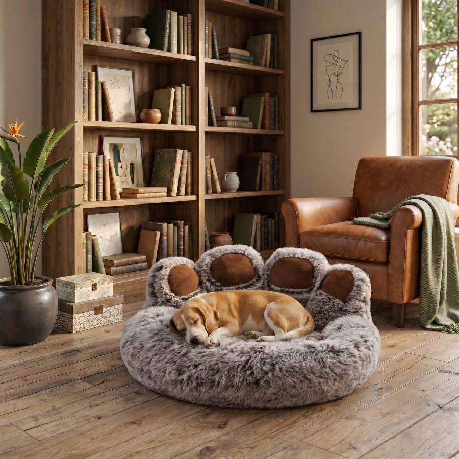 Coussin pour chien patte grise foncé ultra douce