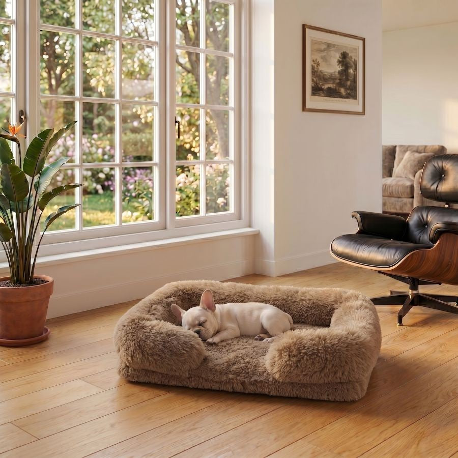 Canapé pour chien marron clair en coton