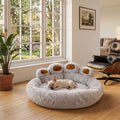 Coussin pour chien patte gris clair ultra douce