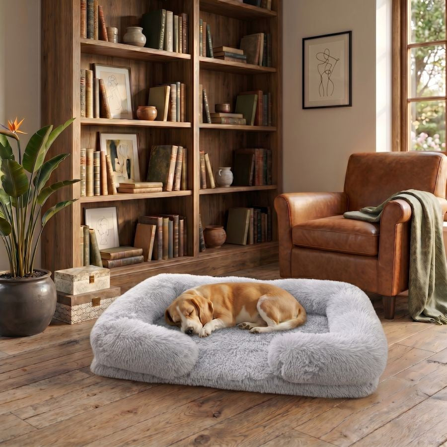 Canapé pour chien gris en coton