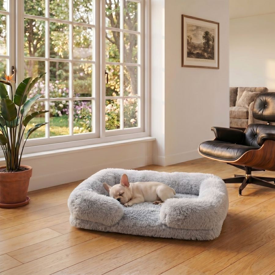 Canapé pour chien gris en coton