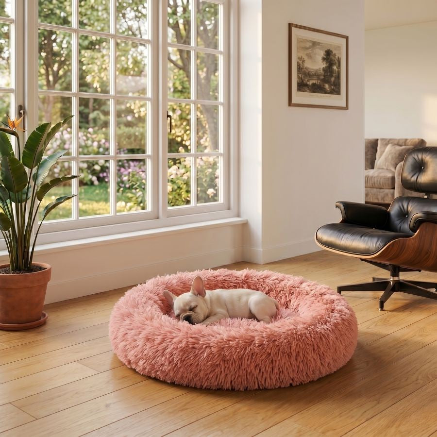 Coussin apaisant pour chien rose