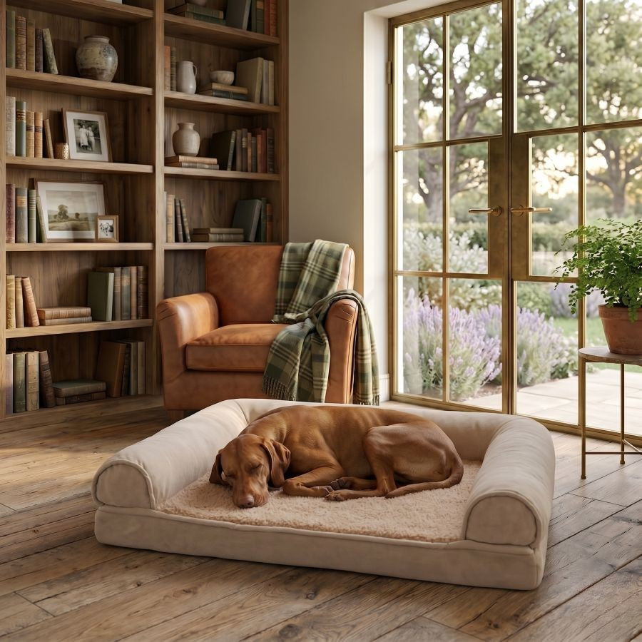 Canapé orthopédique pour chien beige