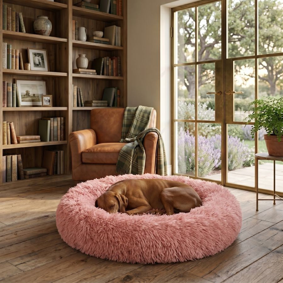Coussin apaisant pour chien rose