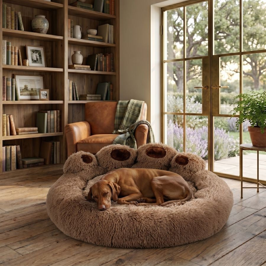 Coussin pour chien patte couleur marron ultra douce